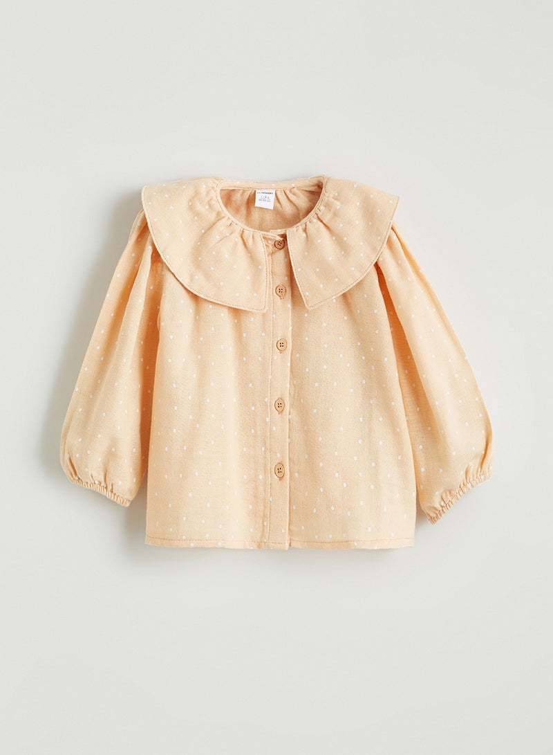 ال سي وايكيكي قميص بناتي منقط بياقة بيتر بان - Image 1